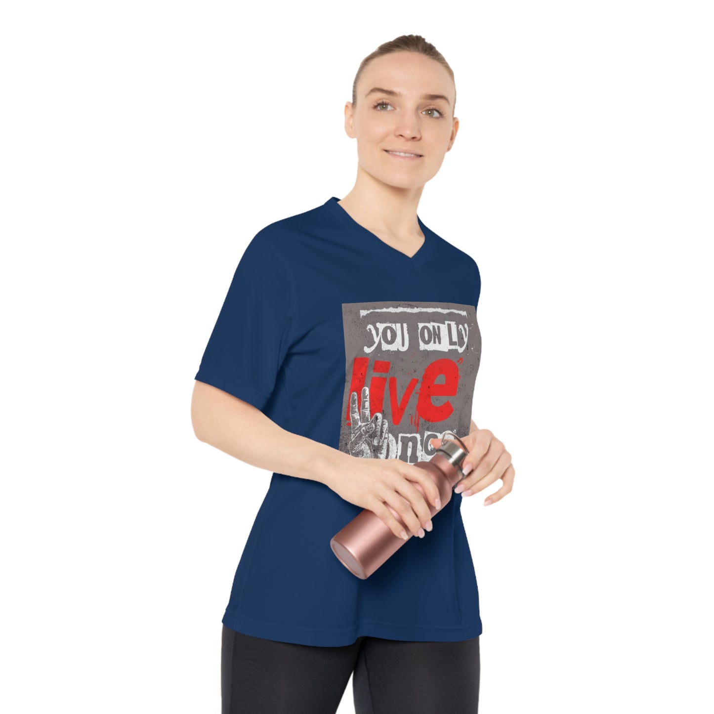 V Neck TShirt Ladies | Live Once Inspiration, Gift for Her, Activewear, Casual Style