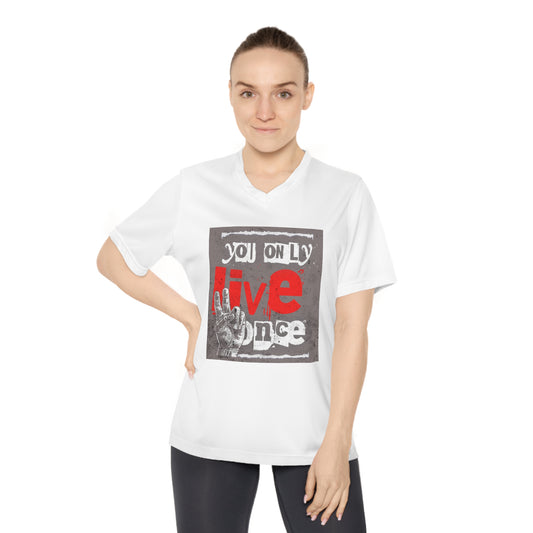 V Neck TShirt Ladies | Live Once Inspiration, Gift for Her, Activewear, Casual Style